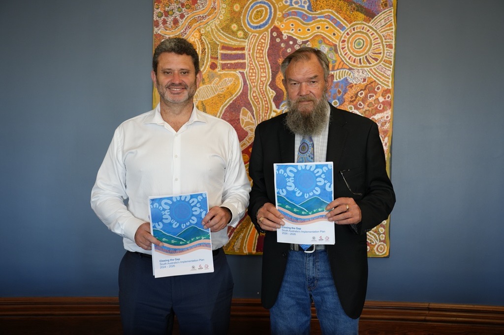 Minister for Aboriginal Affairs Kyam Maher MLC and SAACCON Lead Convenor Scott Wilson